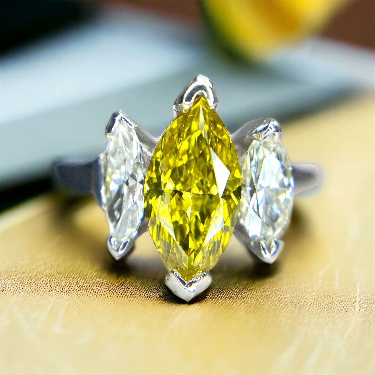 Vintage Platinum Fancy Vivid Yellow GIA Certified Diamond