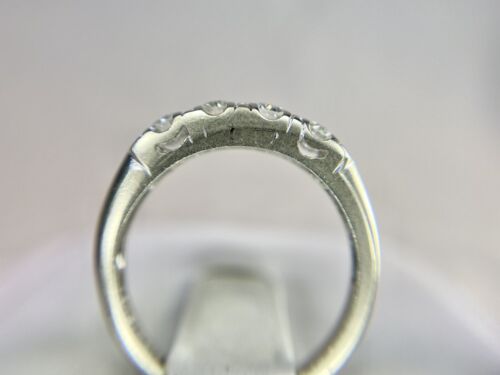 Vintage 14k White Gold Natural Round Diamond Four Stone Wedding Band Ring 1/3 ct