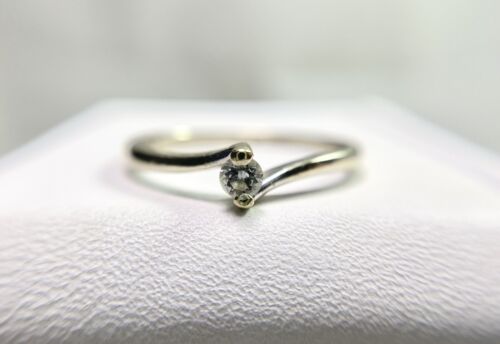 14k White Gold Designer Natural Small Round Diamond Bypass Stack Ring