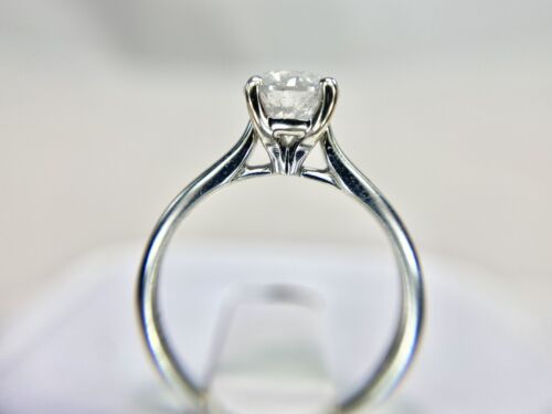 Vintage 14k White Gold Natural Round Brilliant Diamond Solitaire Engagement Ring