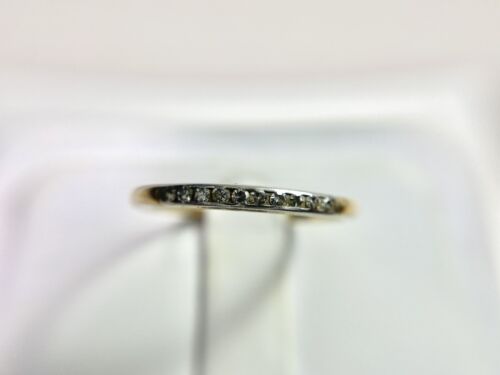 Vintage 14k Yellow Gold Natural Round Single Cut Diamond Wedding Band Ring