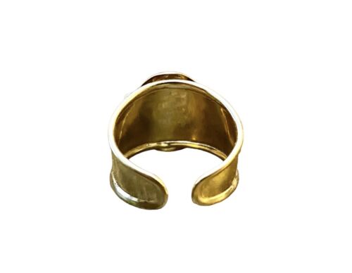 Vintage 14k Yellow Gold Designer Signed Italy Roman Woman Open Style Ring