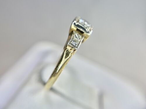 Art Deco 14k Yellow Gold Old European Natural Diamond Engagement Ring 1/3 ct