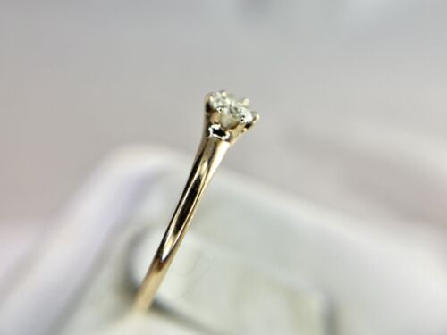 Vintage 14k Yellow Gold Round Natural Diamond Small Solitaire Engagement Ring