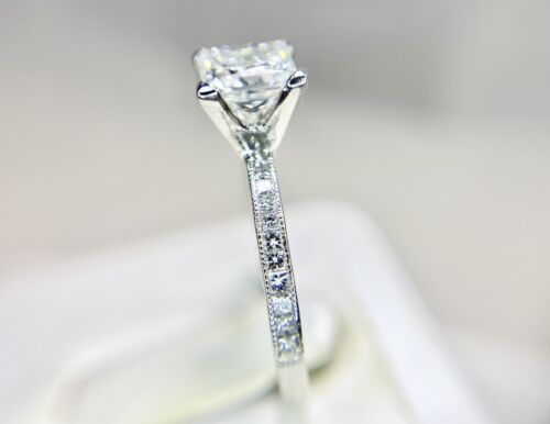 Platinum Signed Tacori Lab Grown Certified Princess Cut Diamond Engagement Ring