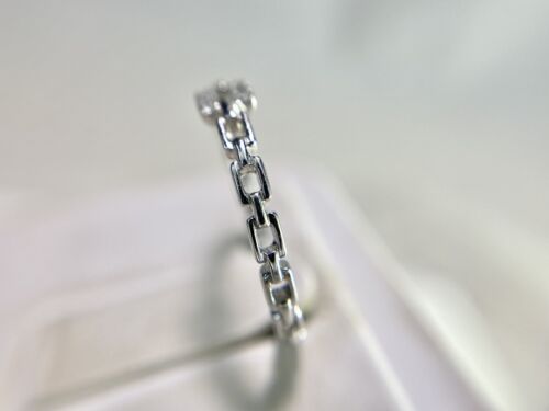 14k White Gold Designer Venetti Natural Round Diamond Chain Link Square Ring