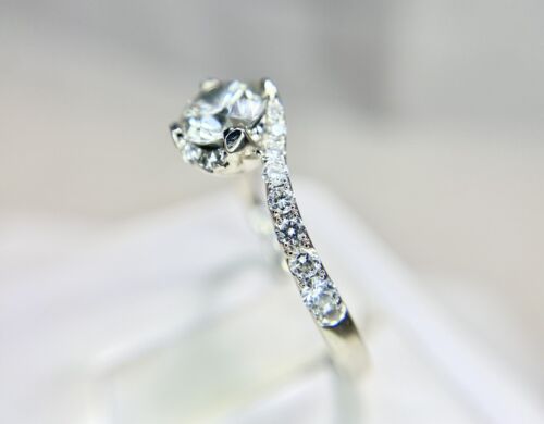 14k White Gold Signed Lab Grown Diamond Bypass Engagement Ring