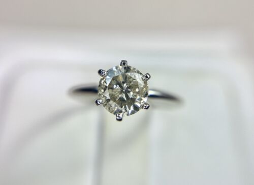 Vintage Platinum Natural Round Brilliant Diamond Solitaire Engagement Ring