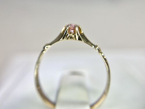 Vintage 14k Yellow Gold Round Natural Pink Sapphire Small Solitaire Ring