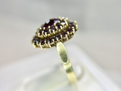 Vintage 14k Yellow Gold Natural Oval Round Rhodolite Garnet Cocktail Ring