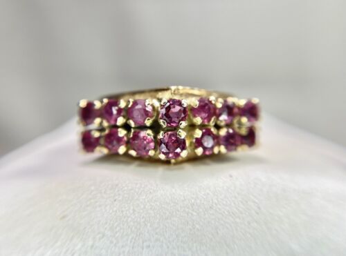 Vintage Victorian 14k Rose Gold Natural Round Red Ruby Ring