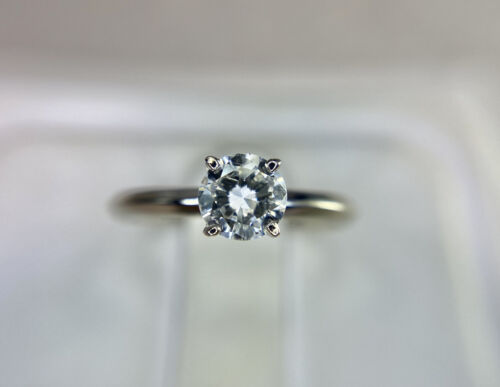 14k White Gold GIA Certified Round Diamond Solitaire Engagement Ring 1/2 ct 