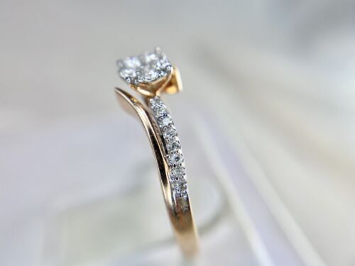 10k Rose Gold Designer Round Brilliant Diamond Cluster By-Pass Engagement Ring