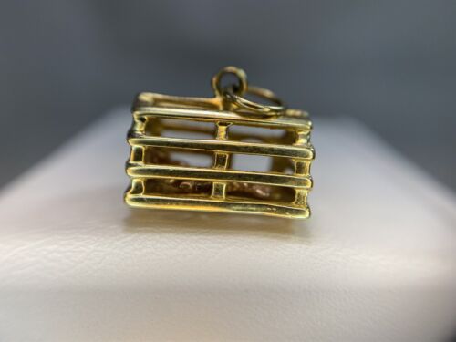 Vintage 14k Yellow Gold Lobster Trap Moving Pendant Charm Pendant