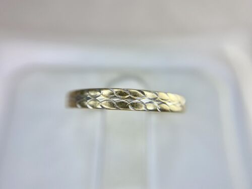 Vintage Art Deco Style 14k Yellow Gold Hand Engraved Wedding Band Stack Ring