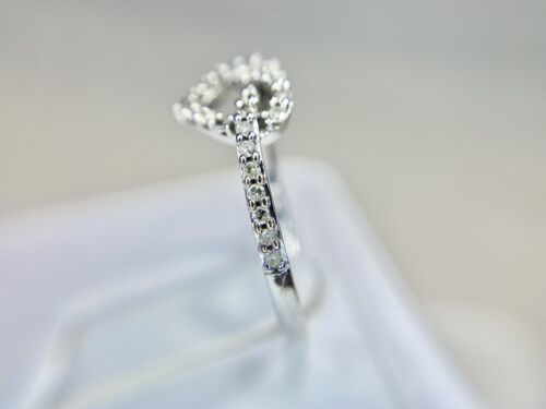 10k White Gold Natural Round Diamond Heart Shape Infinity Bypass Knot Ring