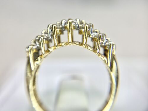 Vintage 10k Yellow Gold Signed Natural Round Brilliant Diamond Cluster Ring