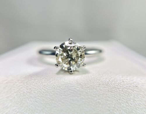 Vintage Platinum Natural Round Brilliant Diamond Solitaire Engagement Ring