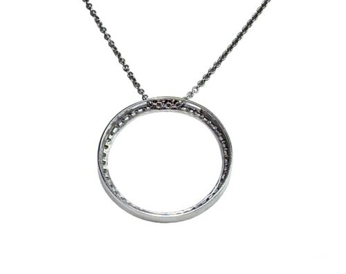 14k White Gold Designer Round Diamond Circle Of Life Pendant Necklace