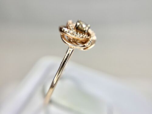 10k Rose Gold Designer Natural Fancy Brown Color Diamond Flower Cocktail Ring