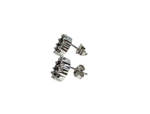 10k White Gold Natural Fancy Brown Color Diamond Cluster Stud Earrings