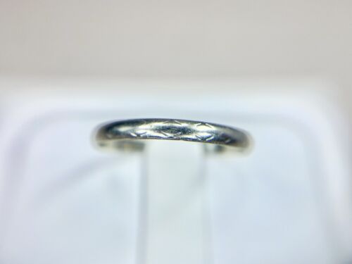 Vintage Art Deco Designer 10k White Gold Classic Thin Wedding Band Ring