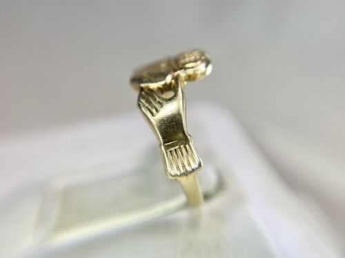 Vintage 10k Yellow Gold Claddagh Ireland Classic Heart Shape Ring