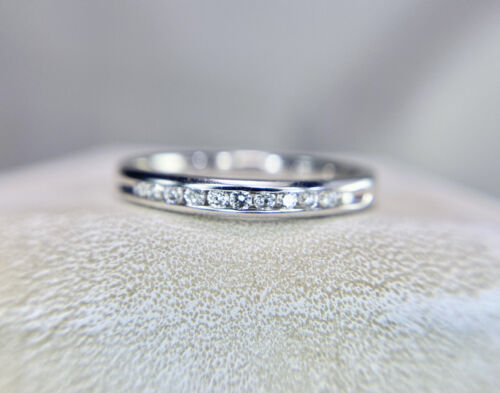 10k White Gold Round Brilliant Diamond Channel Set Wedding Band Ring 1/5 TCW