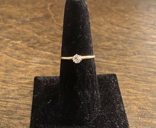 Victorian 10k Yellow Gold Old European Diamond Solitaire Small Engagement Ring