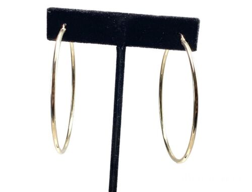 14k Yellow Gold Italy Lite Weight Thin Big Hoop Earrings