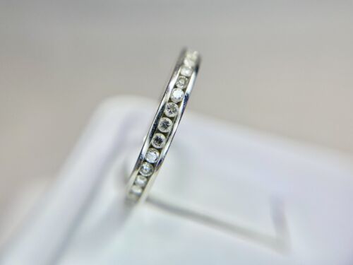 18k White Gold Natural Round Brilliant Diamond Channel Set Eternity Band Ring