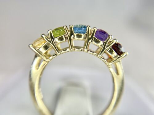 Estate 14k Yellow Gold Oval Shape Rainbow Color Gemstone 5 Stone Ring 2.50 ct