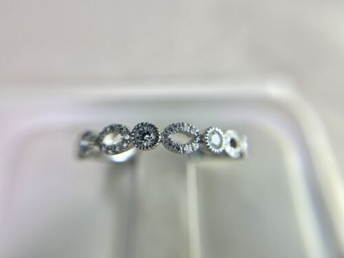 14k White Gold Natural Round Brilliant Diamond Bezel Set Infinity Band Ring