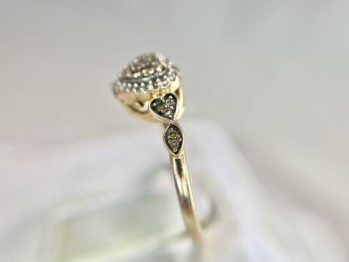 10k Rose Gold Signed Natural Round Fancy Brown Diamond Heart Shape Cocktail Ring