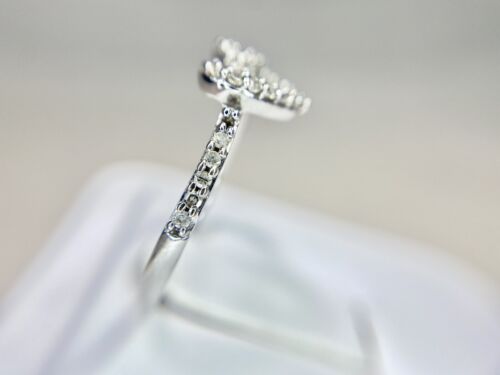 10k White Gold Natural Round Diamond Heart Shape Infinity Bypass Knot Ring