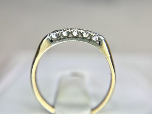 Vintage Art Deco 14k Yellow Gold Round Single Cut Diamond Wedding Band Ring