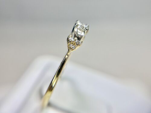 Vintage 14k Yellow Gold Designer Natural Round Diamond Small Engagement Ring