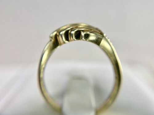 Vintage Art Deco Style 10k Yellow Gold Natural Diamond Shell Cocktail Ring