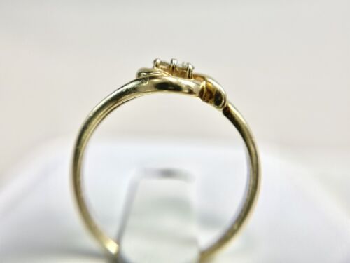 Vintage 10k Yellow Gold Natural Round Diamond Heart Shape Small Bypass Ring