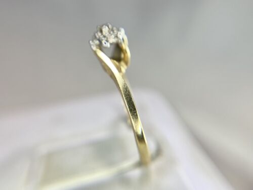 Vintage 10k Yellow Gold Natural Round Single Cut Diamond Small Cluster Ring