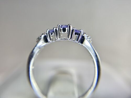 Vintage 10k Natural Oval Purple Tanzanite Round Single Cut Diamond Ring