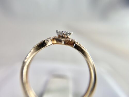 10k Rose Gold Designer Princess Cut Round Diamond Small Engagement Ring