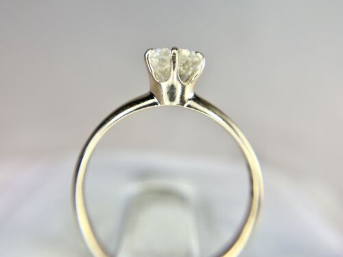 Vintage 10k Yellow Gold Signed Round Diamond Buttercup Solitaire Engagement Ring