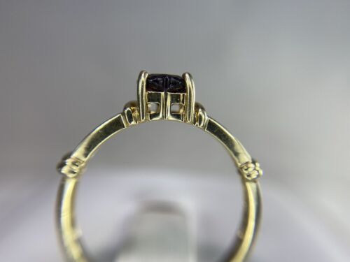 Vintage Designer 10k Yellow Gold Natural Heart Shape Rhodolite Garnet Ring