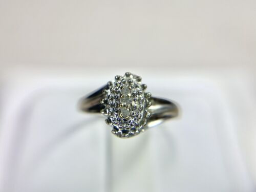 Vintage 10k White Gold Natural Round Diamond Small Cluster Bypass Ring