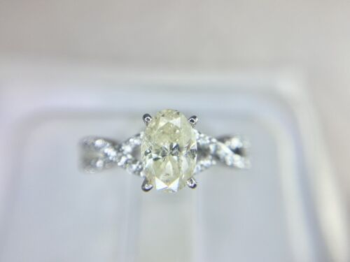 Estate Platinum Oval Shape Round Brilliant Natural Diamond Engagement Ring 1.50 