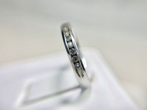 14k White Gold Natural Round Brilliant Diamond Channel Set Wedding Band Ring