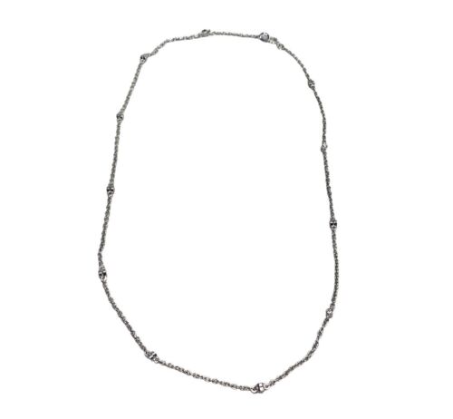 10k White Gold Natural Round Diamond Bezel Diamond By The Yard Necklace