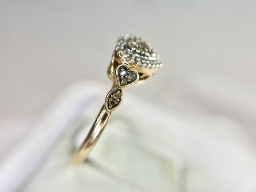 10k Rose Gold Signed Natural Round Fancy Brown Diamond Heart Shape Cocktail Ring