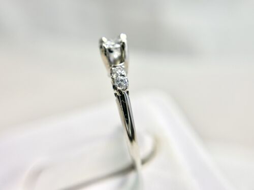 Vintage 14k White Gold Natural Round Diamond Classic Engagement Ring